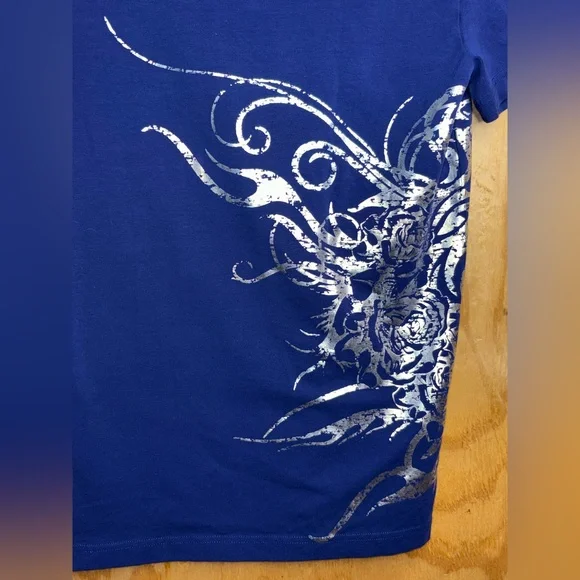 Versace Jeans Collection Blue Silver Graphic Tee